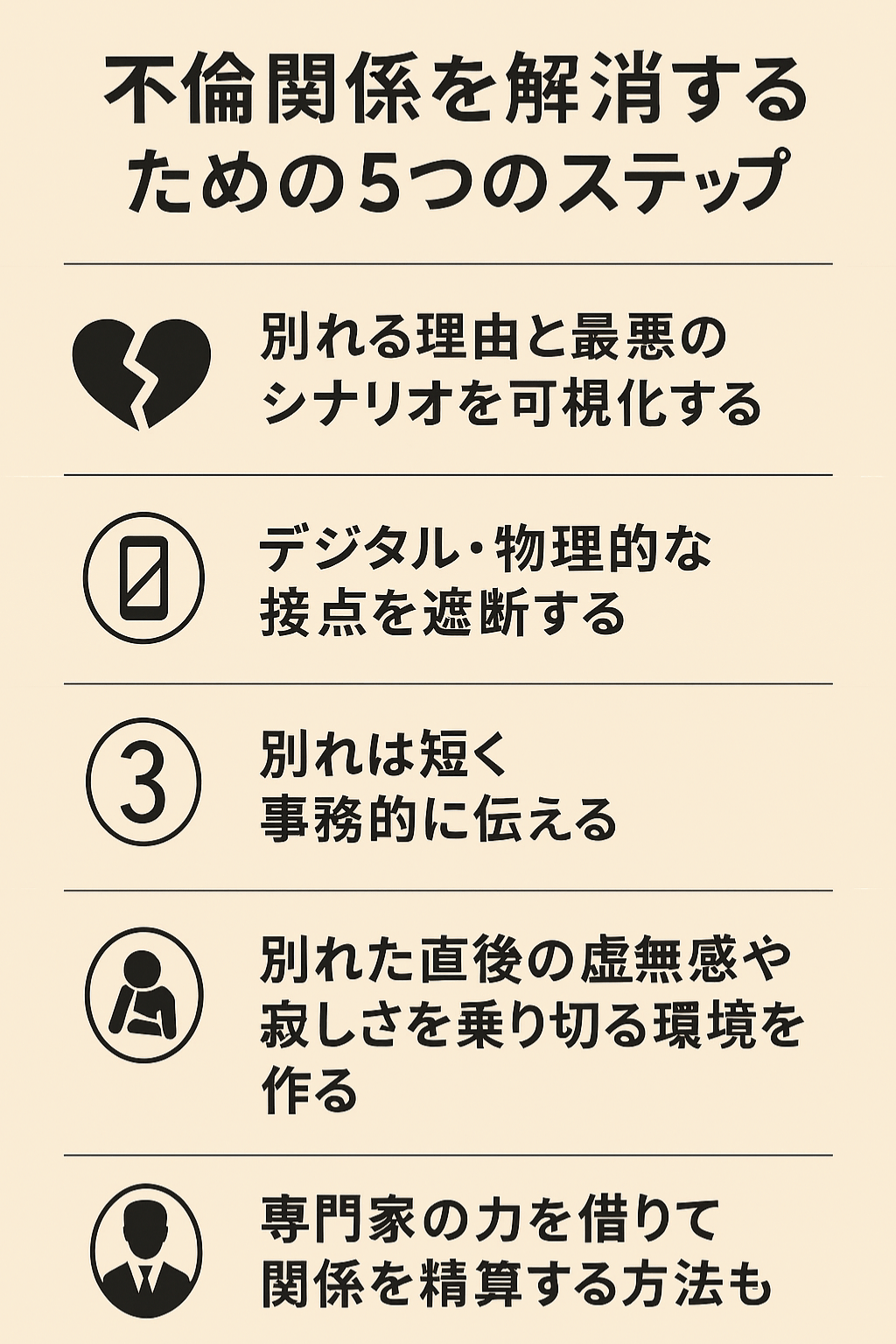 不倫関係を解消するための5つのステップ