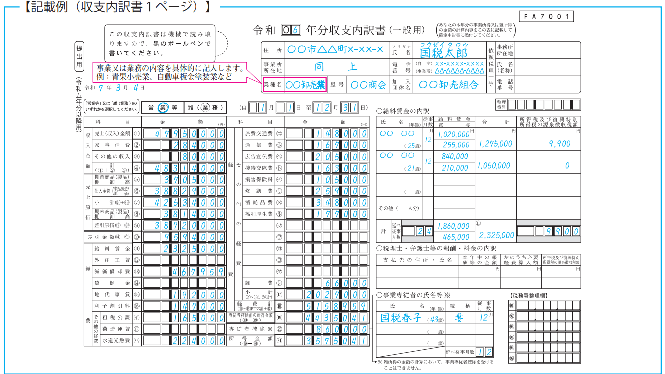 収支内訳書
