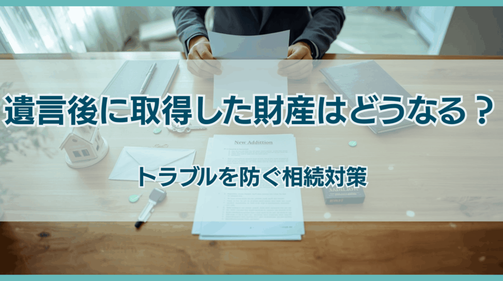 遺言後に取得した財産はどうなる? トラブルを防ぐ相続対策