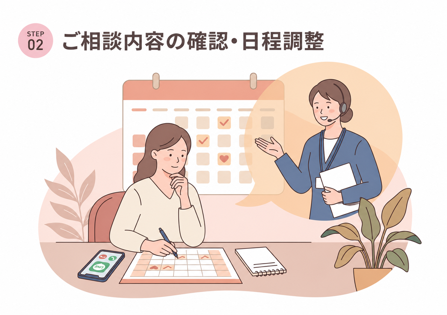 ご相談内容の確認・日程調整のイラスト