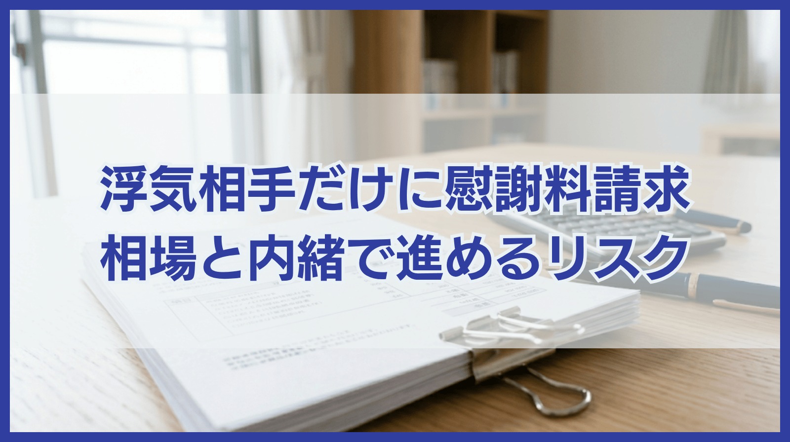 浮気相手だけに慰謝料請求したい｜相場や内緒で進めるリスクを解説！