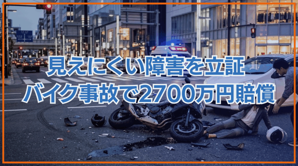 頭を強く打ち、記憶や集中力に後遺症――「見えにくい障害」を職場の証言などで立証し、後遺障害7級の認定と約2,700万円の賠償につなげたバイク事故の解決事例