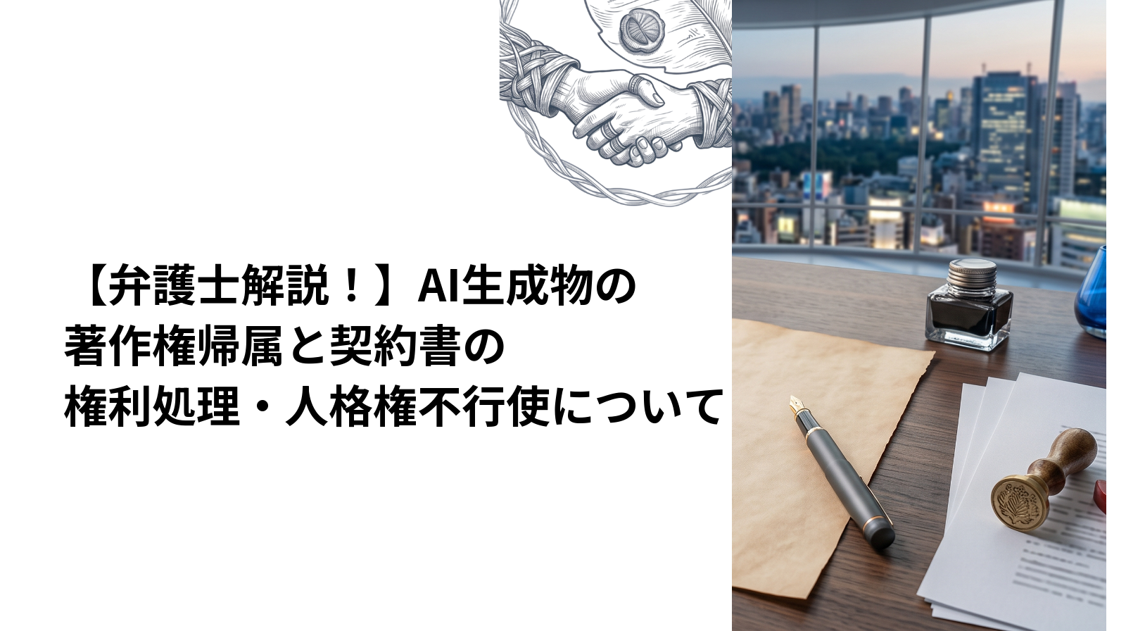 【弁護士解説】AI生成物の著作権帰属と契約書の権利処理・人格権不行使について～AIと権利シリーズ～