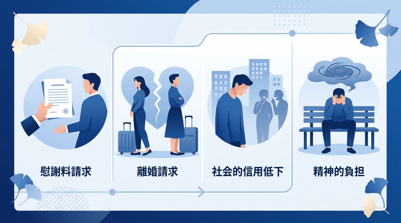 不倫が発覚した場合に想定される主なリスク