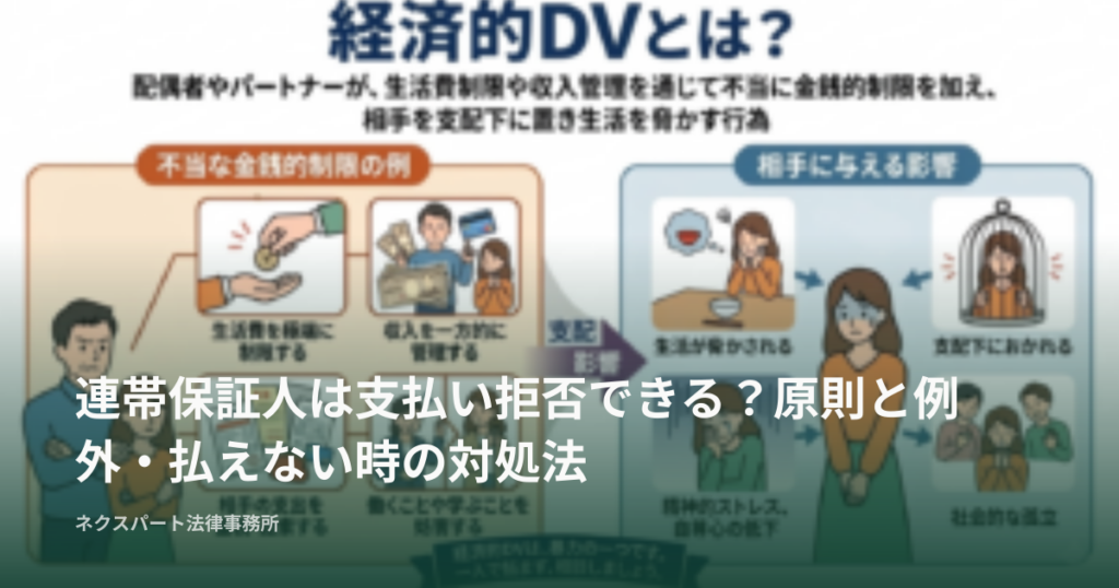 連帯保証人は支払い拒否できる？原則と例外・払えない時の対処法