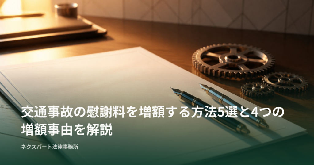 交通事故の慰謝料を増額する方法5選と4つの増額事由を解説
