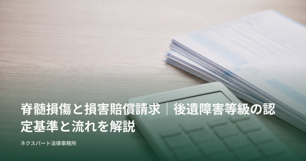 脊髄損傷と損害賠償請求｜後遺障害等級の認定基準と流れを解説