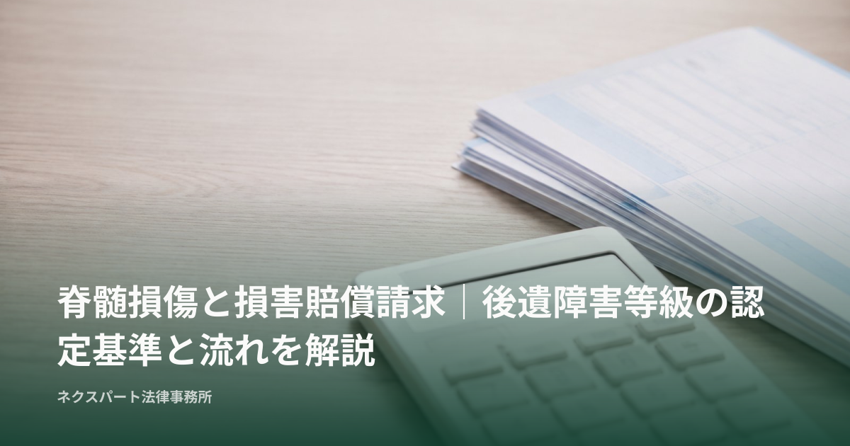脊髄損傷と損害賠償請求｜後遺障害等級の認定基準と流れを解説