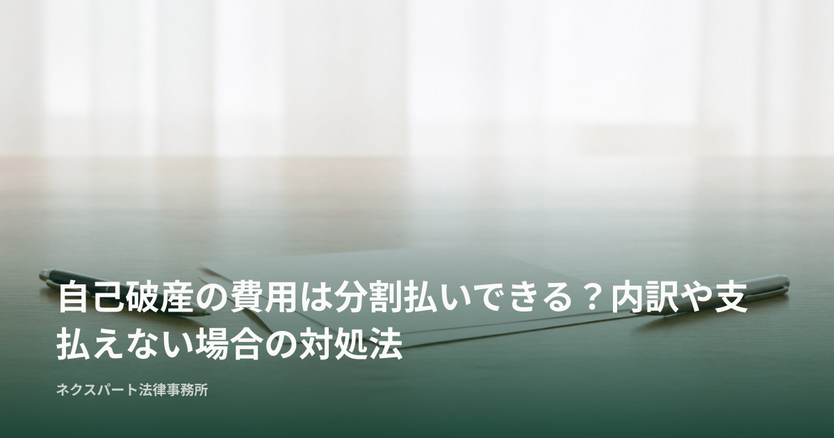 自己破産の費用は分割払いできる？内訳や支払えない場合の対処法