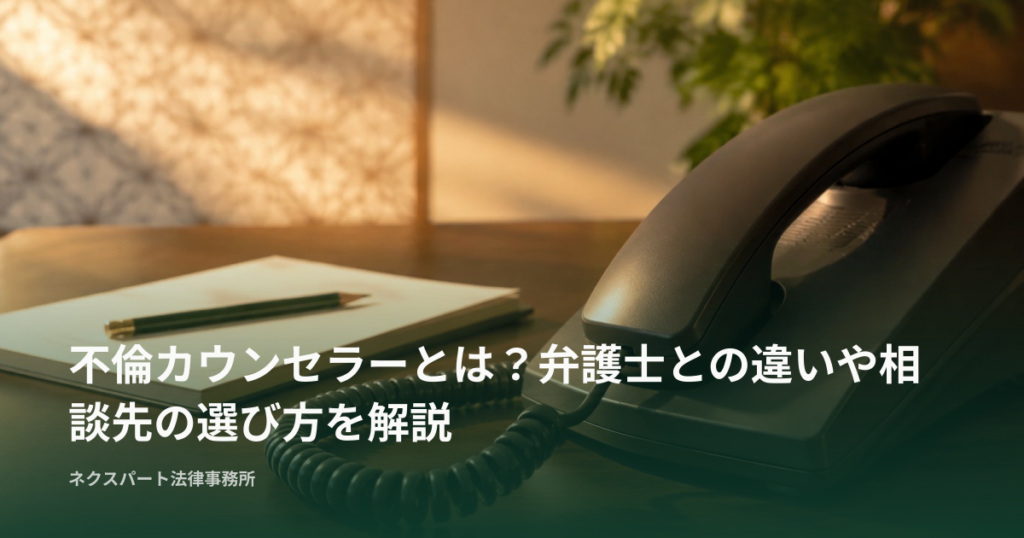 不倫カウンセラーとは？弁護士との違いや相談先の選び方を解説